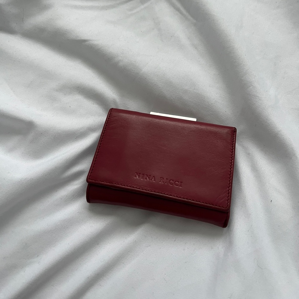 Vintage Nina Ricci Trifold Burgundy Leather Wallet